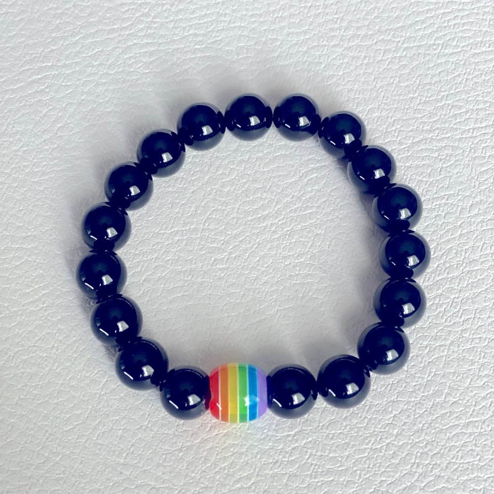 iHeart LGBTQ+ Pride Rainbow Handmade Braided Bracelet - Black